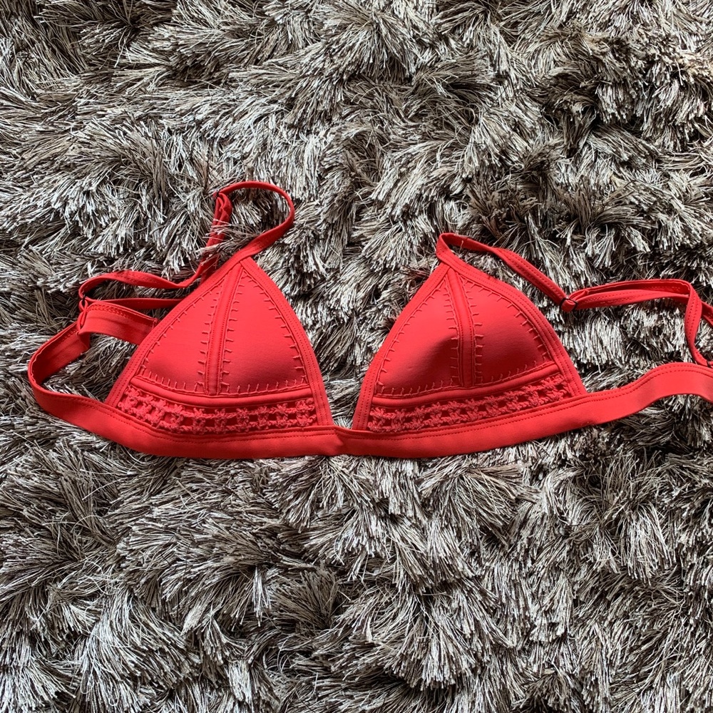 triangl red bathing suit top